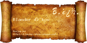 Blander Ákos névjegykártya